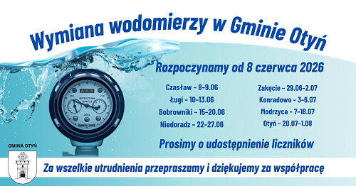 Ilustracja do informacji: Harmonogram wymiany wodomierzy Czasław i Ługi